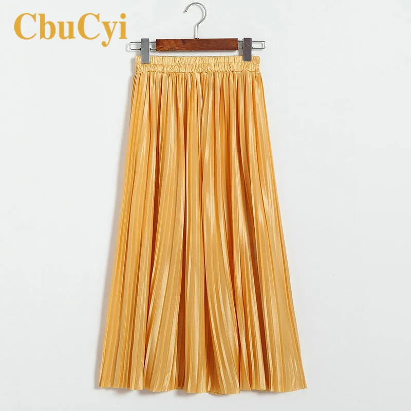 

CbuCyi Women Pleated Skirts Autumn Free Size Solid Color Elastic Waist Skirts Elegant Ladies Long Pleated Skirts with Lining