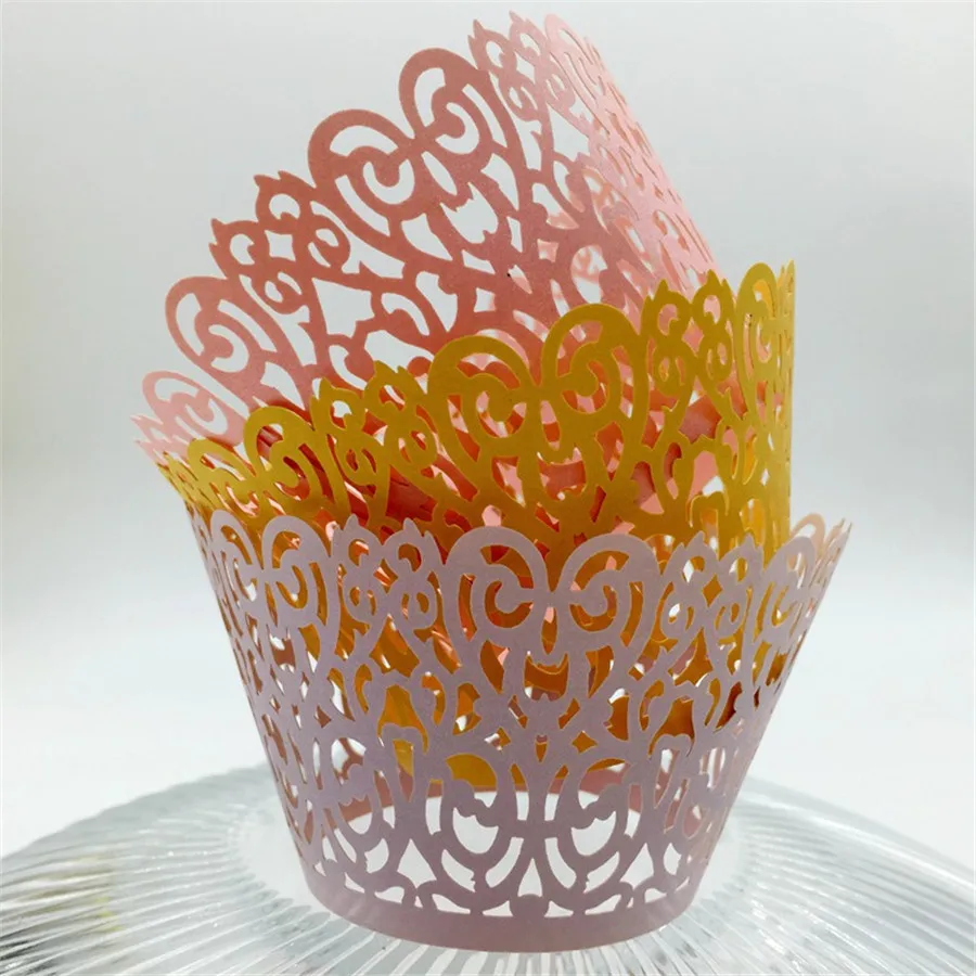 120pcs Creative Lace Laser Hollow Cupcake Paper Cups Round For Cupcake