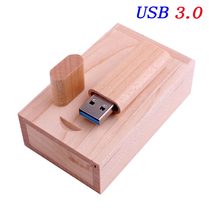 JASTER USB 3,0 Логотип Деревянный бамбуковый USB флеш-накопитель ручка драйвер деревянная Флешка 4 ГБ 16 ГБ 32 ГБ 64 ГБ креативный персональный логотип высокая скорость - Цвет: Maple with box