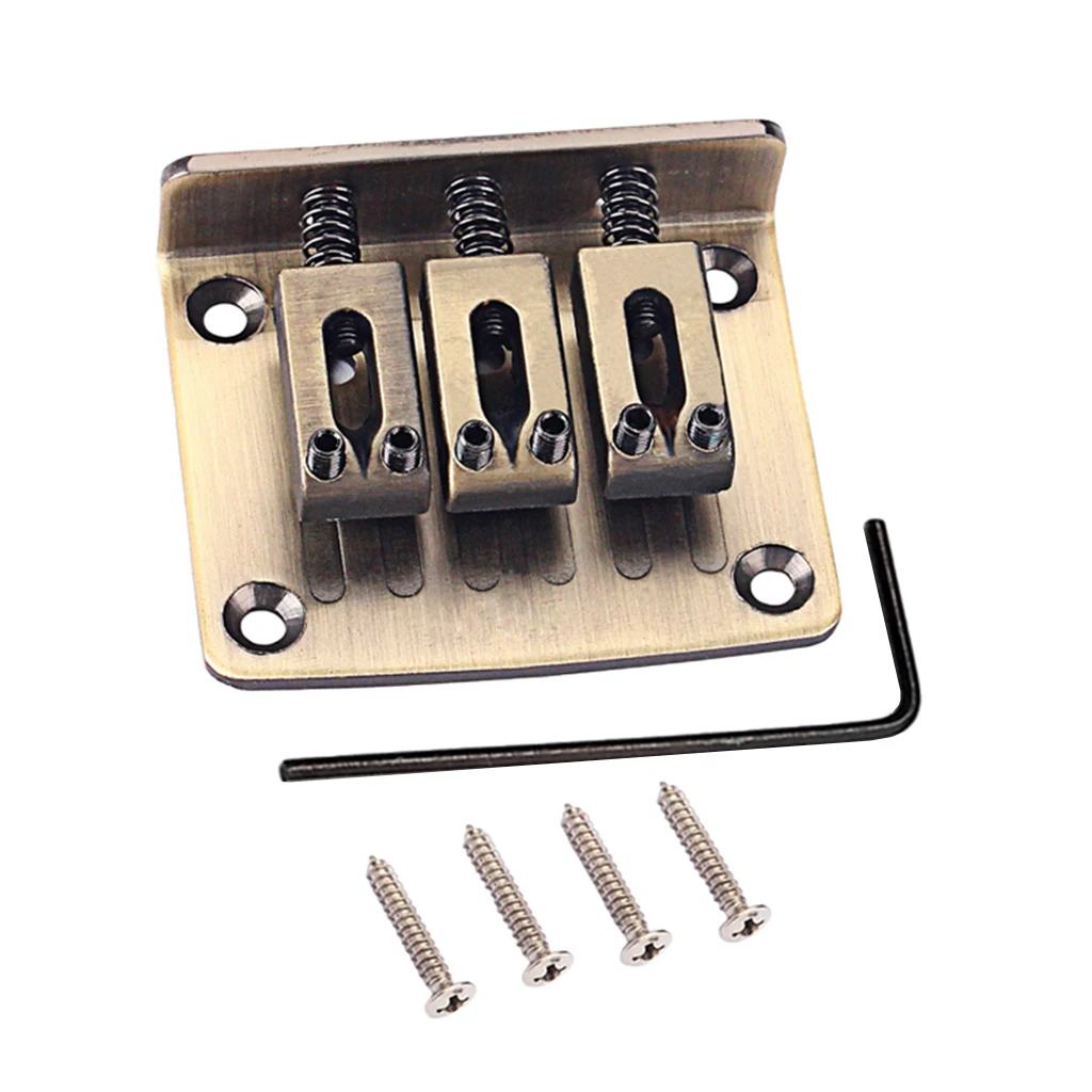 Adjustable 3 String Guitar Hardtail Bridge for Cigar Box Electric Guitar Replacement Accessories