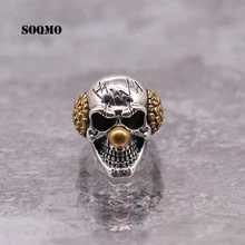 SOQMO Для мужчин ювелирные изделия рок Стиль клоун череп регулируемое кольцо Для Мужчин's 925 серебро Цепи Байкер браслет ювелирные изделия вечерние подарок SQM051