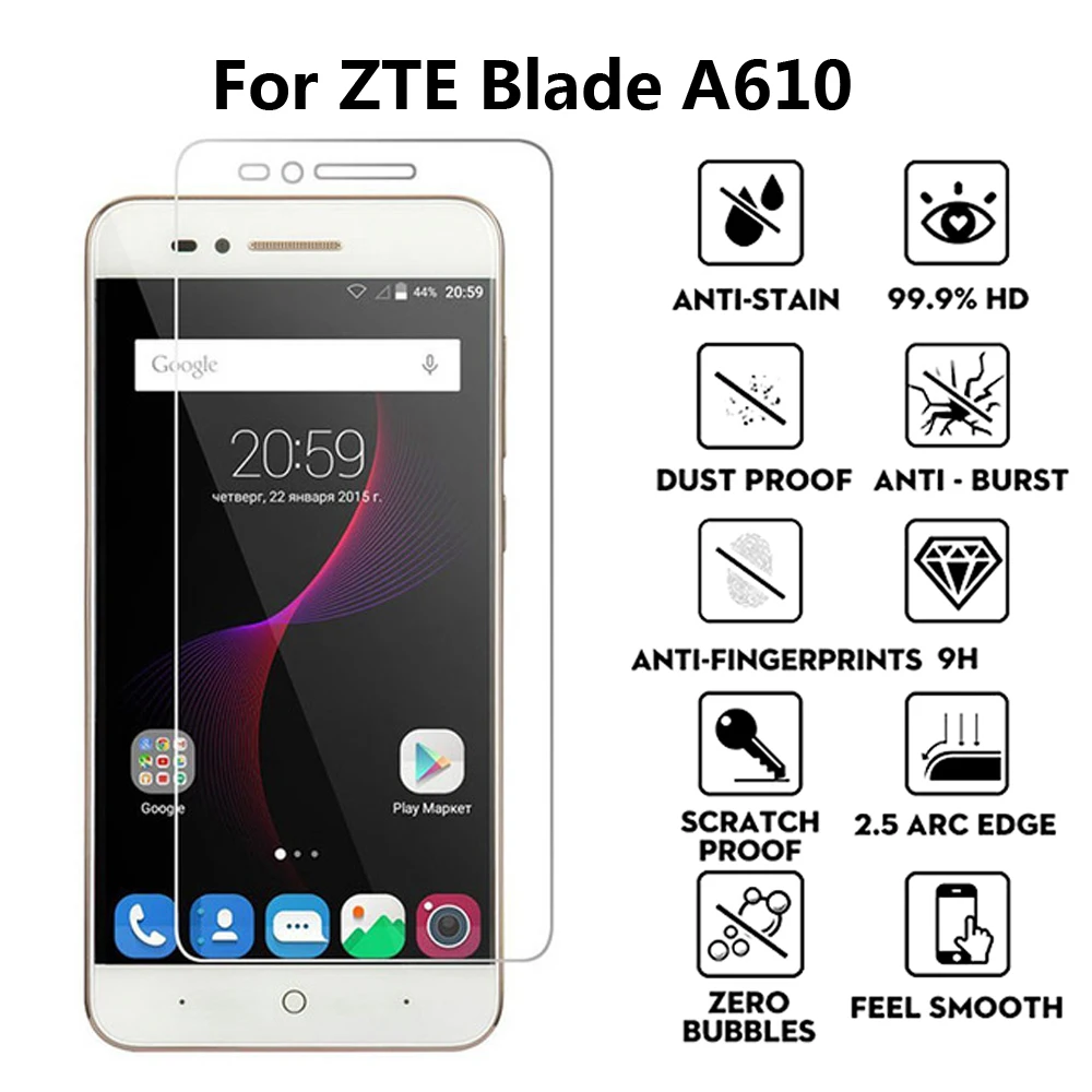 

2Pcs Screen Protector For ZTE Blade A610 Tempered Glass ZTE Blade A610 C A610C A 610 Screen Protector Glass Protective Film