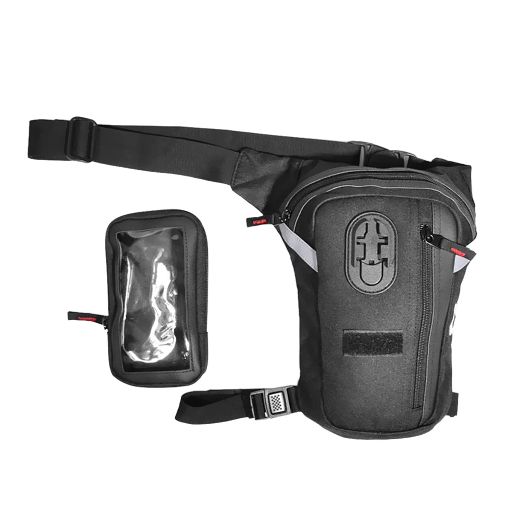 Motorcycle Fanny Pack Racing Drop Leg Bag - Waterproof Outdoor Sport Cycling Hiking Travel Waist Pack Phone Pouch Black
