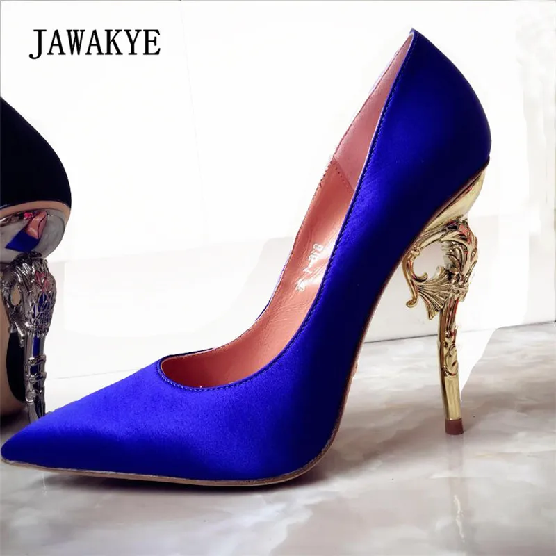 bleu Beige Métal Arrivée En Stiletto orange Femmes Pompes Luxe Étrange Mode Hauts Pointu Mariage Chaussures Satin Haut Talon Talons Sexy À Bout rouge Nouvelle Femme black De vert gris BPSSw