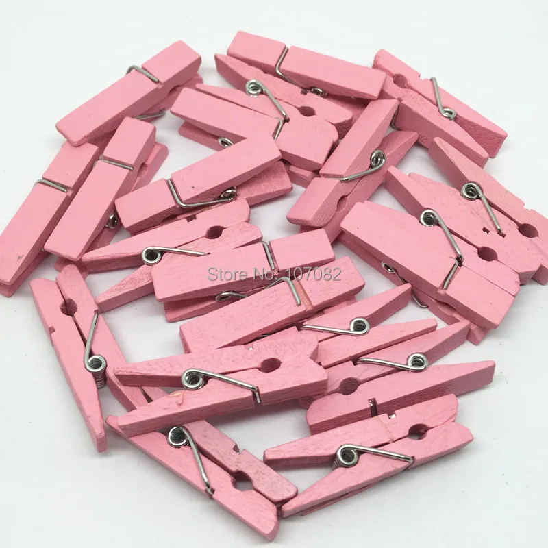100pcs Pink Color 35mm*9mm Wood Clothespins Clothes Pegs Clothes Pins