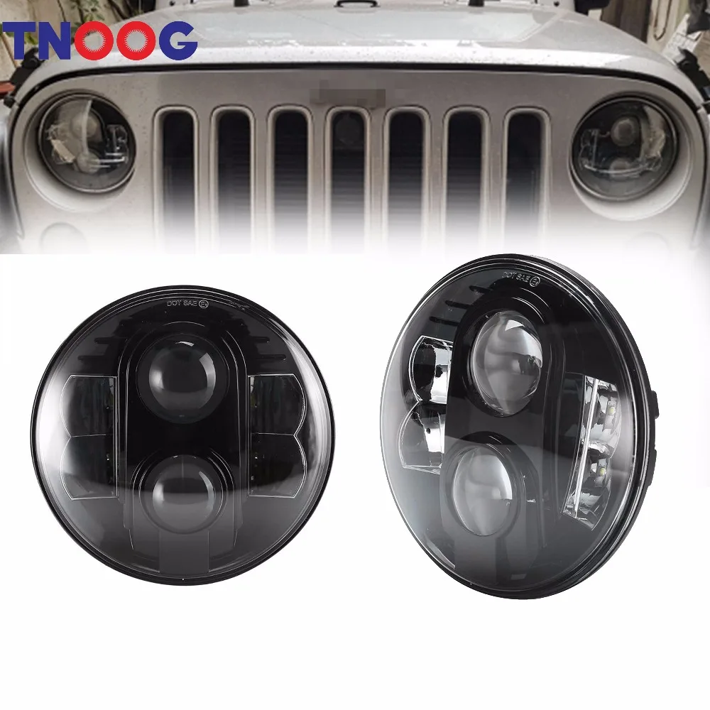 

TNOOG 80W 7 Inch Round Projector LED Headlights White DRL for Jeep Jk Tj Lj Sahara Unlimited Islander Hummer H1 H2 DOT