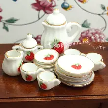 Кукольный домик миниатюра 1:12 игрушка 17 шт. клубника Porcelaine Чай комплект AC0170