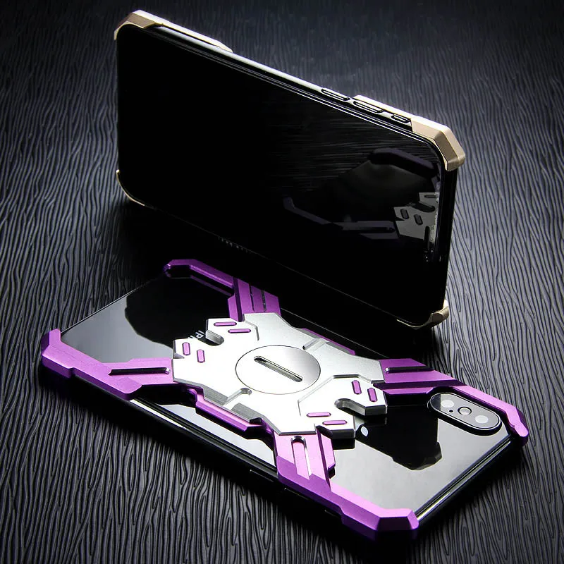 Для iphone 6 6s 7 8 Plus чехол-бампер Модный Роскошный металлический противоударный чехол для iphone x xr xs max универсальная защита с - Цвет: silvery purple