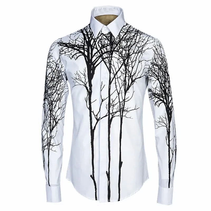 New Autumn Men Shirt Chinese ink paintings style Fancy Shirts Fashion Brand Design Slim Chemise Homme Baroque Royal Men Clothes (1)