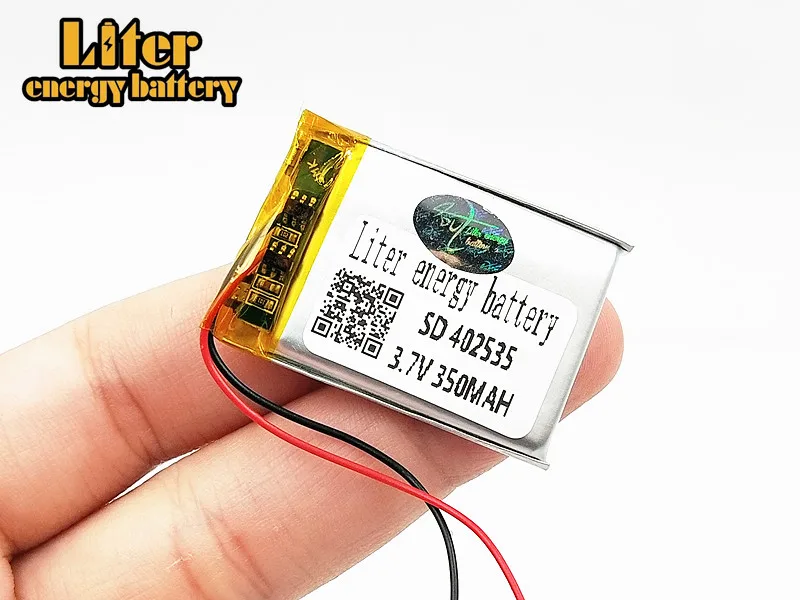 3.7V polymer lithium battery 402535 350Mah Rechargeable Li-ion Cell For GPS car recorder MP3 electronic dog MP4 MP5 Smart Watch |