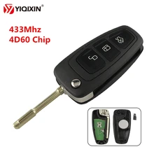 YIQIXIN 3 زر الوجه للطي 4D60 شريحة جهاز إرسال واستقبال 433Mhz مفتاح السيارة عن بعد لفورد مونديو فوكس 2 Mk1 فييستا 2013 FO21 بليد
