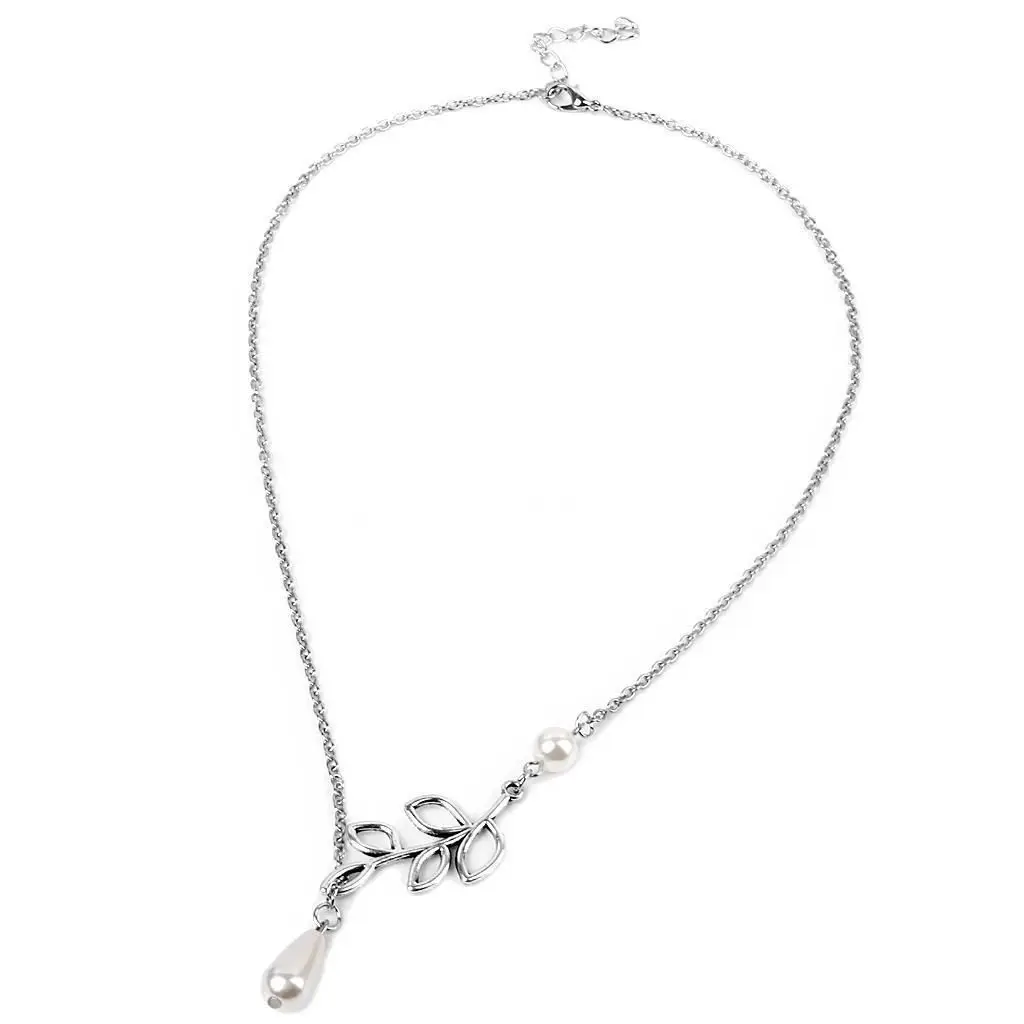 Fashion Jewelry Pendant Chain Pearl Choker Creative Simple Leaf Shape Water Drop Charm Necklace For Women Colorful | Украшения и