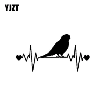 

YJZT 16CM*8.1CM Fun Parakeet Lifeline Heartbeat Bird Vinyl Car Sticker Decal Black/Silver C11-1047