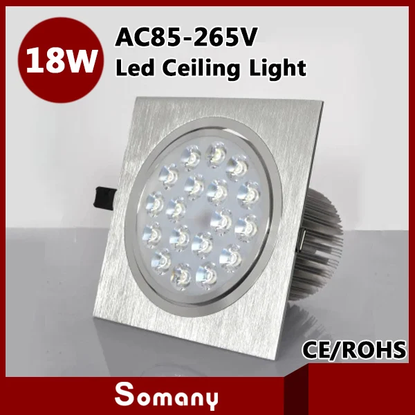 

2pcs/lot Wholesale Led Ceiling Lamp with Clamp Aluminum 18W Silver 1800LM CE&ROHS AC85-265V Led Ceiling Chandelier Lamps