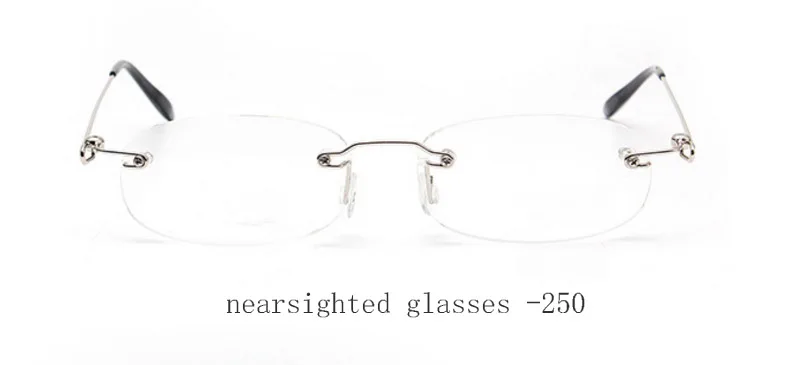 Без оправы, металлическая оправа, близорукое стекло, ультралегкие очки для близорукости, очки для женщин и мужчин-1,0-1,5-2-2,5-3-3,5-4 - Цвет оправы: 250