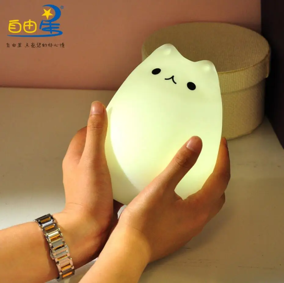

7 Colors 2 Modes Silicone Touch Sensor LED Night Light for Children Cat LED USB USB LED Night Light