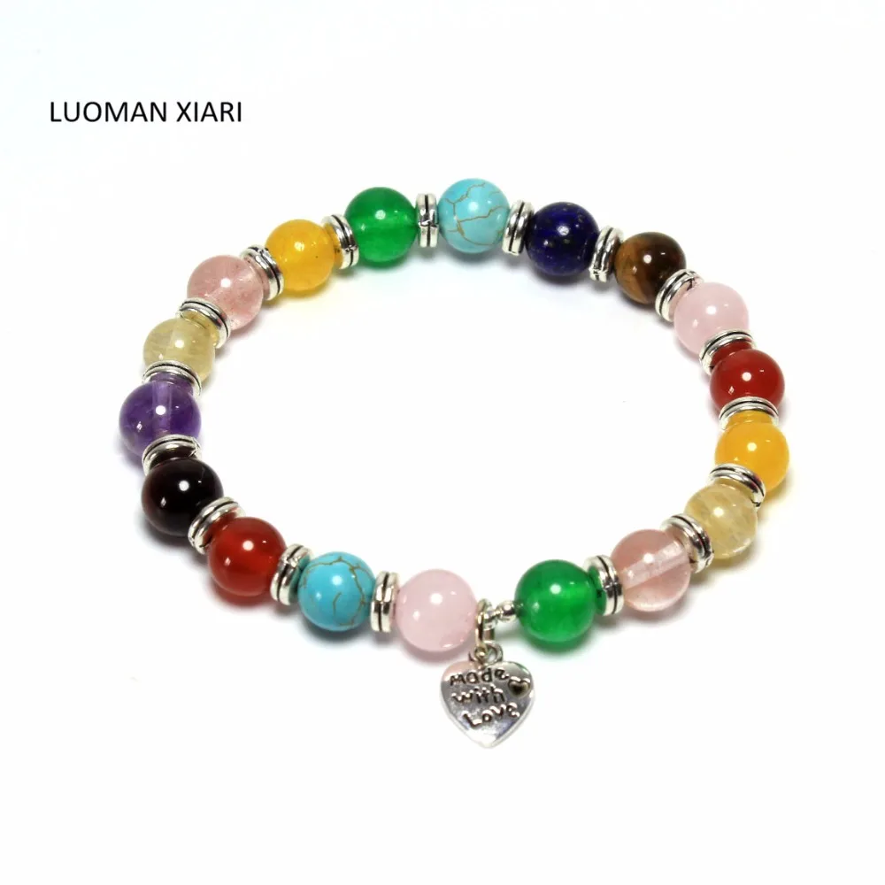 10 pcs Wholesale Mix Type Design Natural Stone Healing Balance 8mm Beads Bracelet For Men Women 