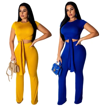 

Summer Party Beach Sleeveless Clothes Jumpsuit Romper Bodysuit Casual Jumpsuit Women Solid Lace Up Two Pieces Sets Sexy Bodycon