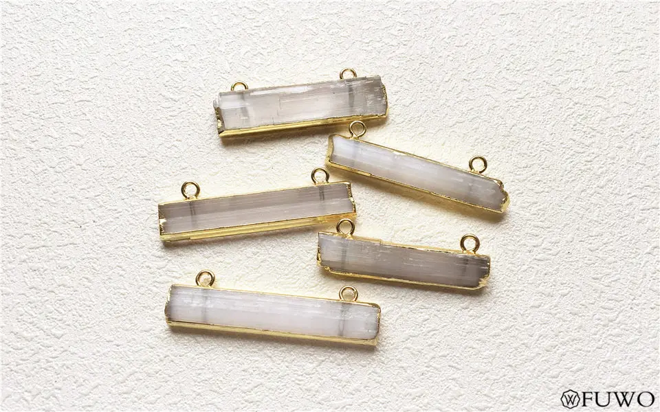 Natural Selenite Double Bails Pendants 8