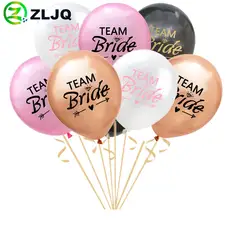 ZLJQ 10 шт. 12 дюймовый красная роза "Team Bride баллонов розовый с принтом шары из латекса для Свадебная вечеринка девичник бакалавра вечерние Decor7