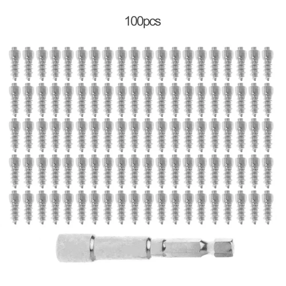 

100Pcs 1.2 * 0.4cm Tire Stud Small Screws Metal Snow Nail Anti-Slip Screws for Automobile Tire Stud Screws Auto Car Accessories