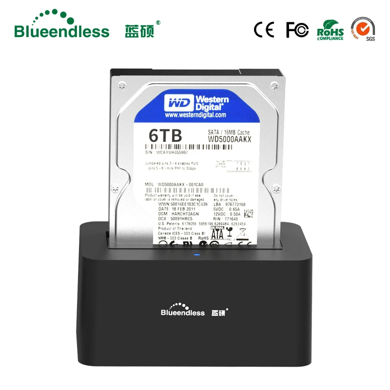 Blueendless HDD док-станция 2,5 ''3,5'' HDD корпус Play 1 отсек USB3.0 порт SATA интерфейс подключи и Поддержка Макс 8 ТБ HDD