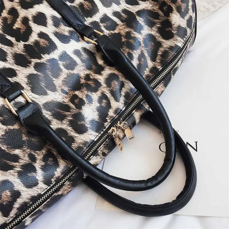Для женщин Сумка через плечо большой ёмкость леопардовая Сумочка плеча дорожные сумки