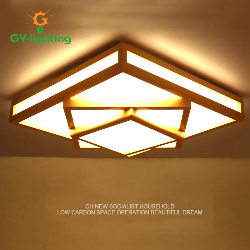 

Modern Ceiling Lights LED Ceiling Lamp lamparas de techo Solid Wood Art Lights Square Creative Lighting Fixtures Luminaria