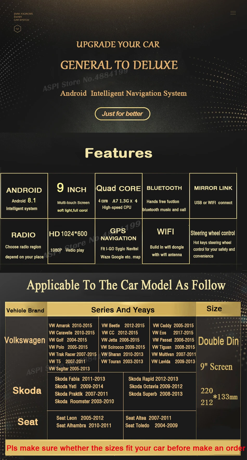 Best Android 8.1 Car DVD Player GPS for VW T5 Transporter Multivan Touareg with wifi BT Stereo Radio 0