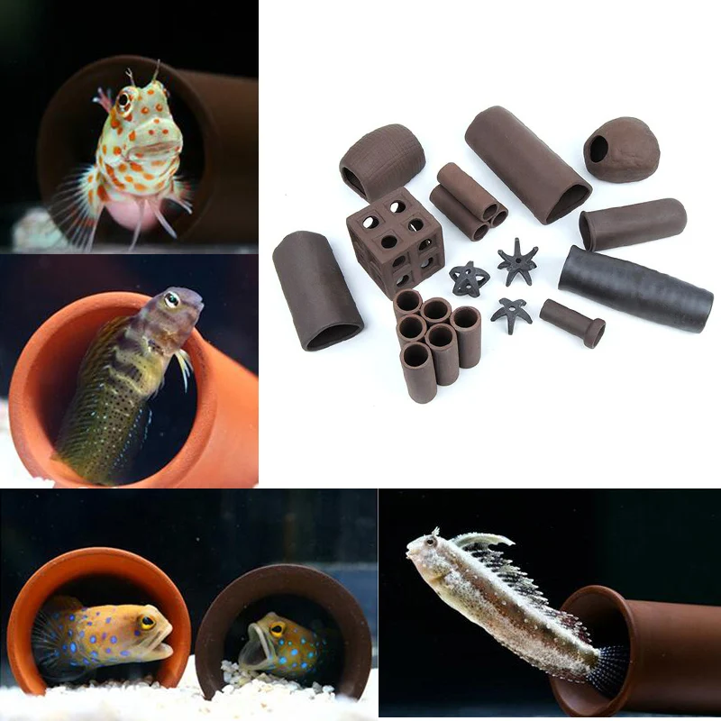 15 Style Ceramic Aquarium House Shelter Decoration Moss Carrier Pot