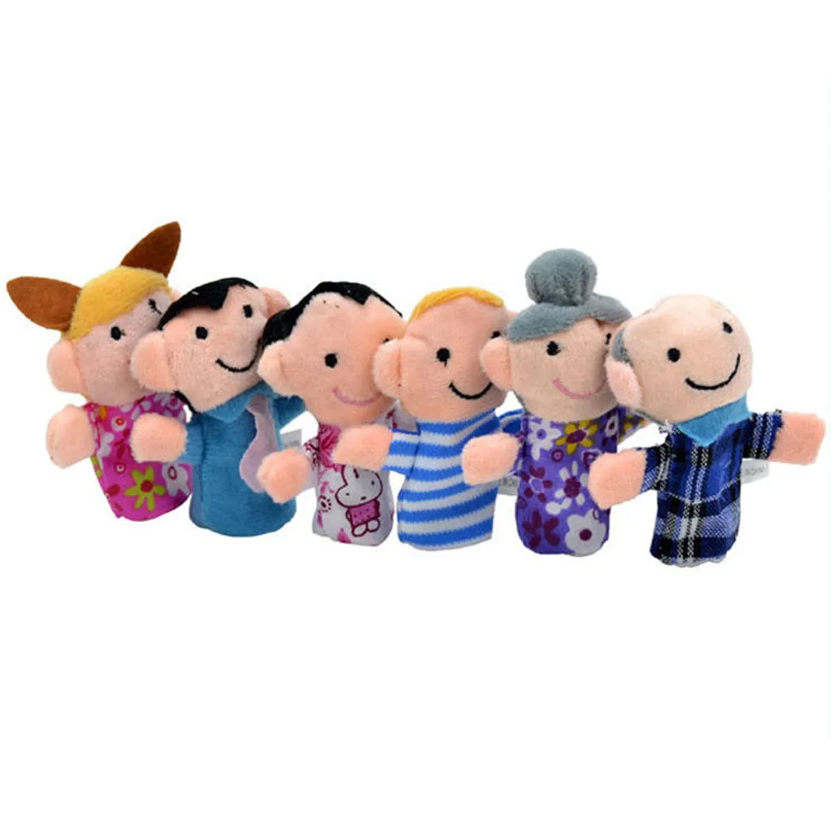 6 Pcs/lot Finger Family Puppets Set Mini Plush Finger Puppets Baby Toy Boys Girls Educational Story Hand Puppet Cloth Doll Toys