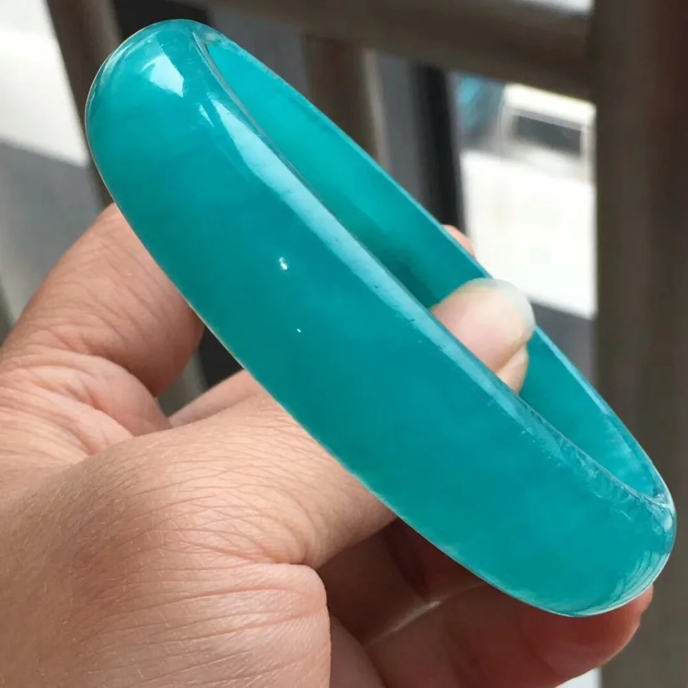 

100% Genuine Natural Ice Amazonite 63mm Green Crystal Bangle Beads Bracelet Bracelet Inner Diameter 63mm From Mozambique AAAAAA