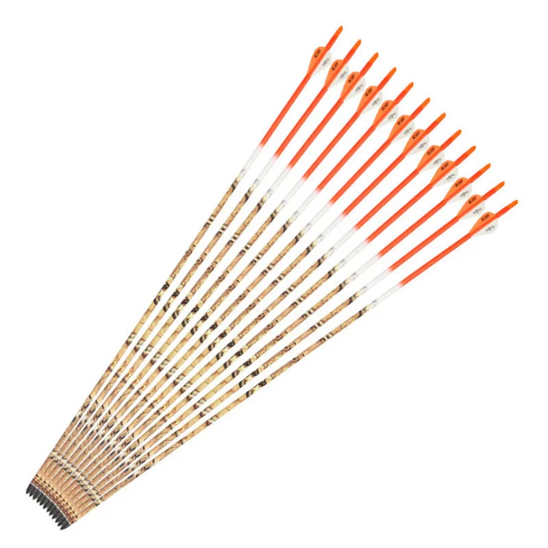 

6/12/24pcs OD7.6 32 inch hybrid carbon arrow orange white replaceable/composite recurve bow hunting shooting practice archery