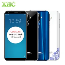 Oukitel K5 18:9 Display 5.7” Android 7.0 2GB RAM 16GB ROM Smartphone MTK6737T Quad Core 13MP Dual SIM Fingerprint Mobile Phones
