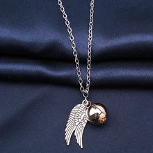 2017 New Harry Potter Necklace Golden Snitch Pendent the Deathly Hallows Gold Snitch Exquisite Ball Wings Feather Necklaces