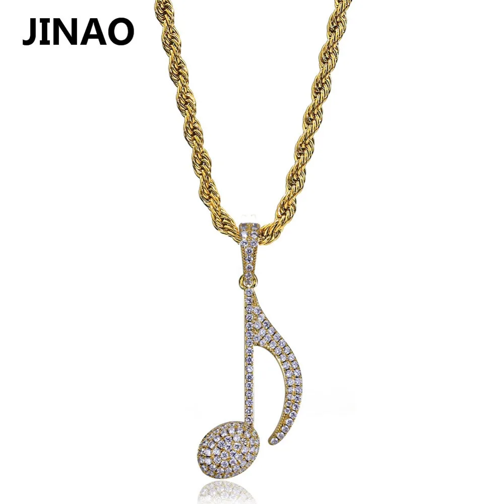Hip Hop Jewelry Delicate Musical Note Pendant Necklace for Men Women