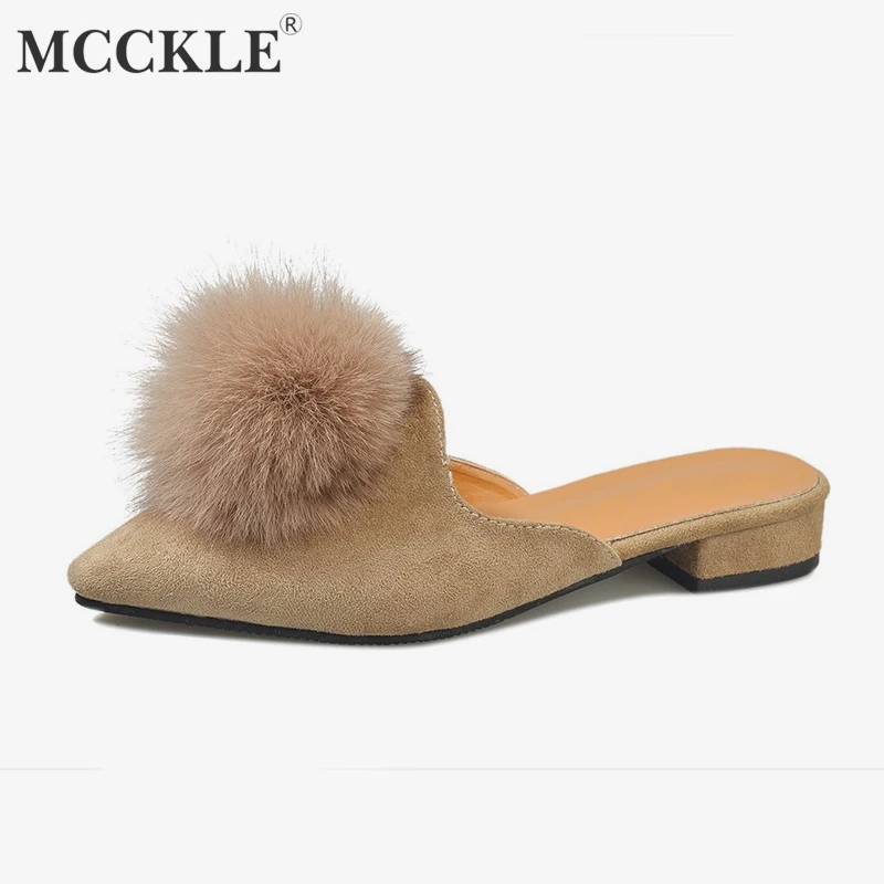 faux fur mules women