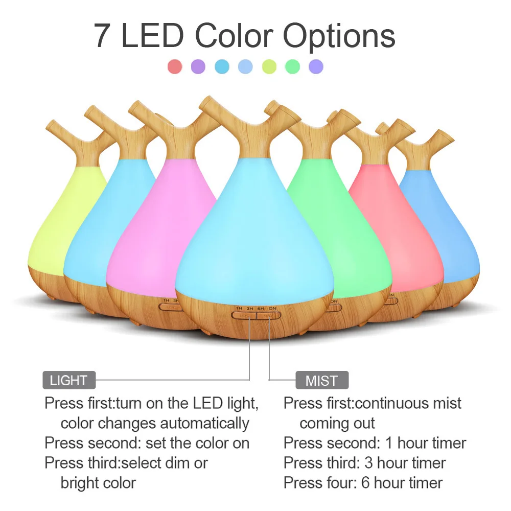 

400ml Branch Air Humidifier Sleeping Night Light Aroma Diffuser Ultrasonic Mute Essential Oil Diffuser Purifier For Home Office