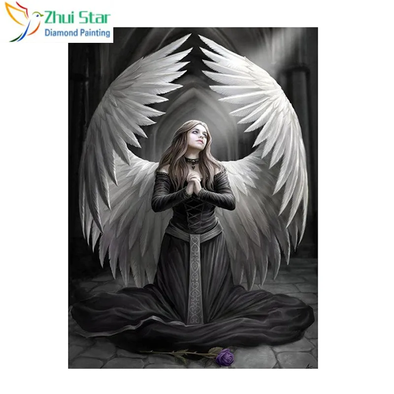 

DIY Diamond Embroidery Religion Full Square Diamond Painting Angel Wing Pattern Mosaic Pictures Needlework XY1