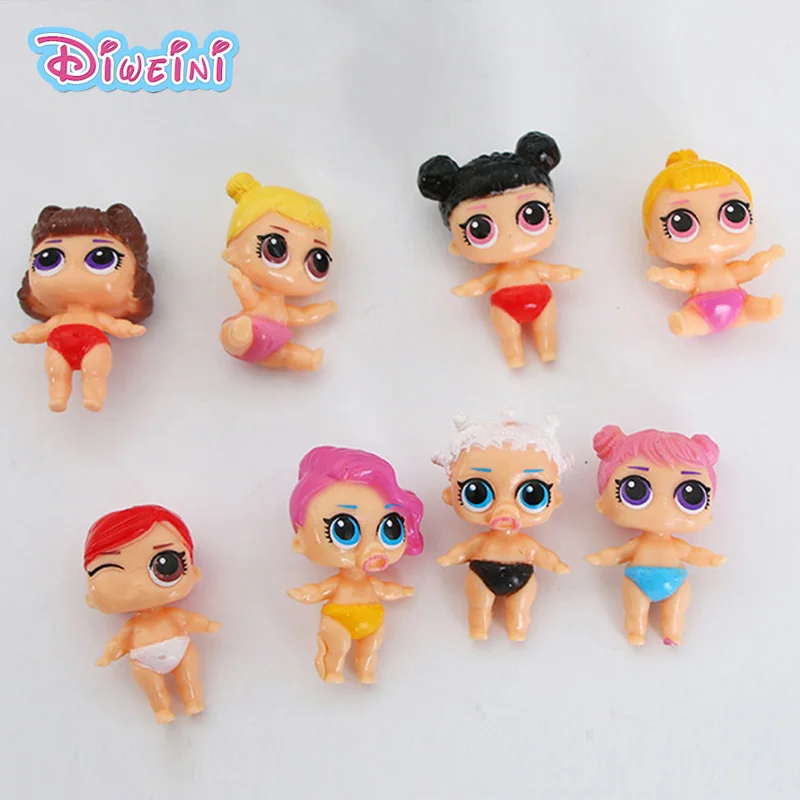 

8 pcs/set Kawaii Surprise Big Eyes Baby Girl Miniature model building kit Cartoon Anime action Figure hot toys set children gift