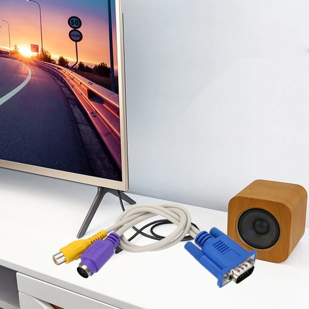 15 Pin VGA SVGA к S Video видео RCA кабель адаптер конвертер для ТВ ПК ноутбук штекер + RCA| |