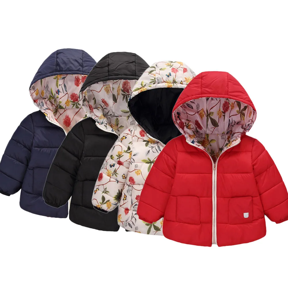 

MUQGEW 2019 Hot Sale Kids Baby Girl Boy Winter Hooded Coat Floral Jacket Thick Warm Outerwear Clothes Dropshipping Baby Clothes
