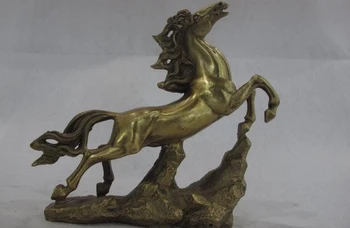 

China classical brass copper carved Lucky gallop horse fengshui figurine Statue