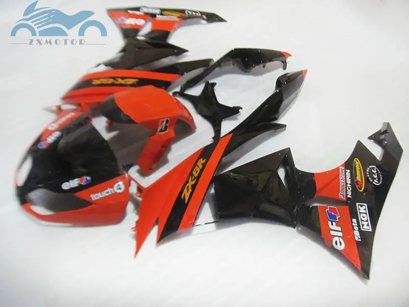 Обтекатели комплект для KAWASAKI Ninja ZX6R 2009 2010 2011 2012 пластик обтекатель комплекты ZX 6R 636 09-12 orange черный послепродажного обслуживания