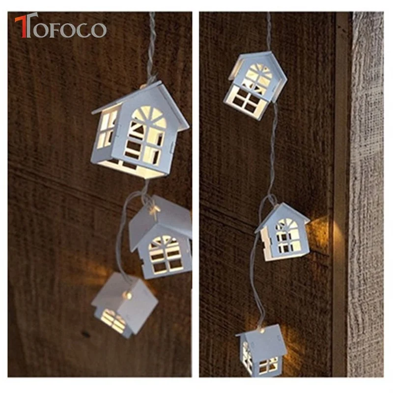 TOFOCO LED NevoIty Wood House 1 5 м 10 шт. Гирлянда для украшения вечеринки гирлянда свадебной