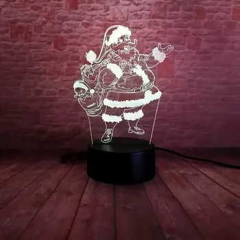 

Christmas Santa Clause Figure 3D Illusion Led Lamp Colorful Desk Nightlight Luminous Toys Navidad Xmas Party Supplier