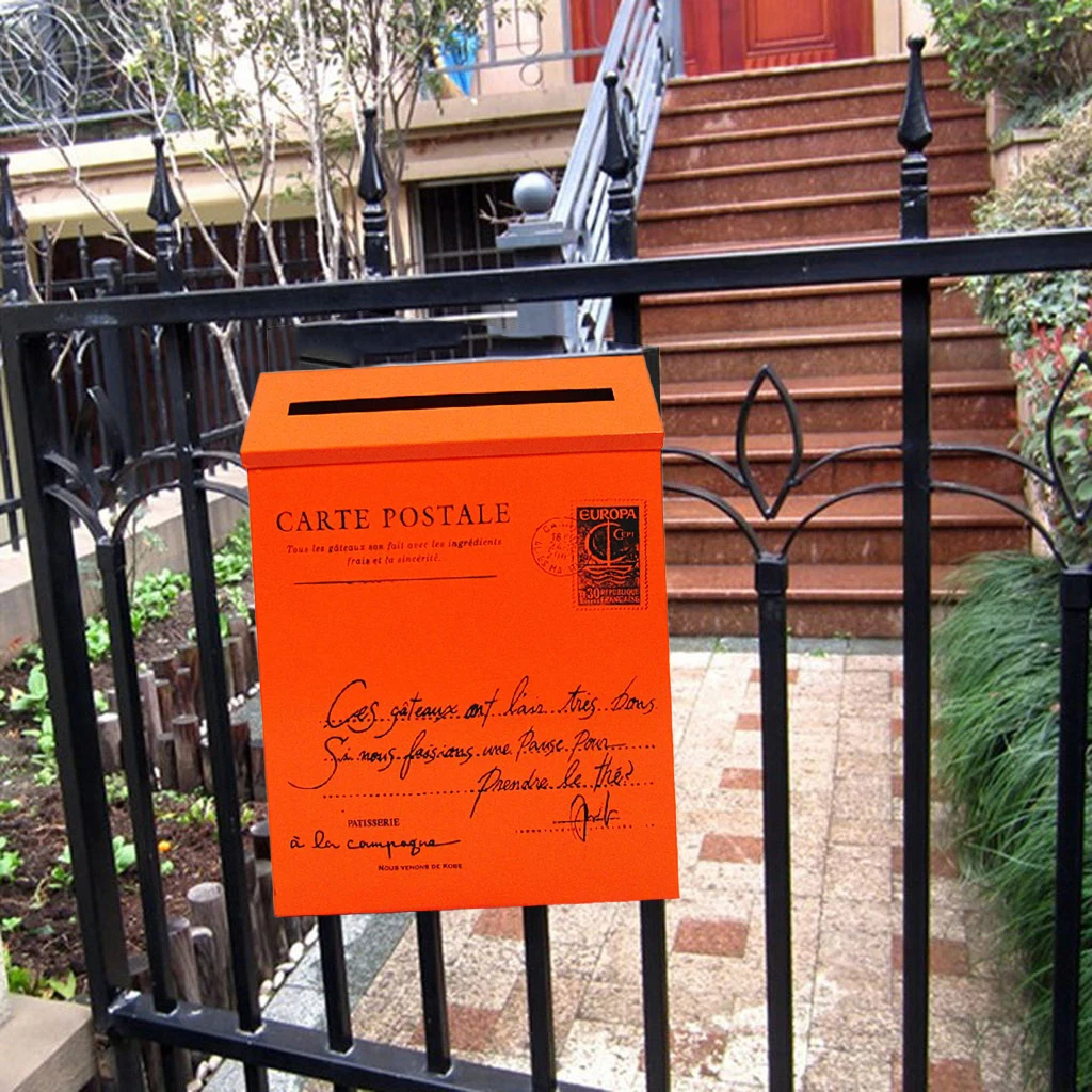 Vintage Villa Town Galvanized Iron Post Mailbox Letterbox Postbox Newspaper Magazines Holder Box Catcher Guard