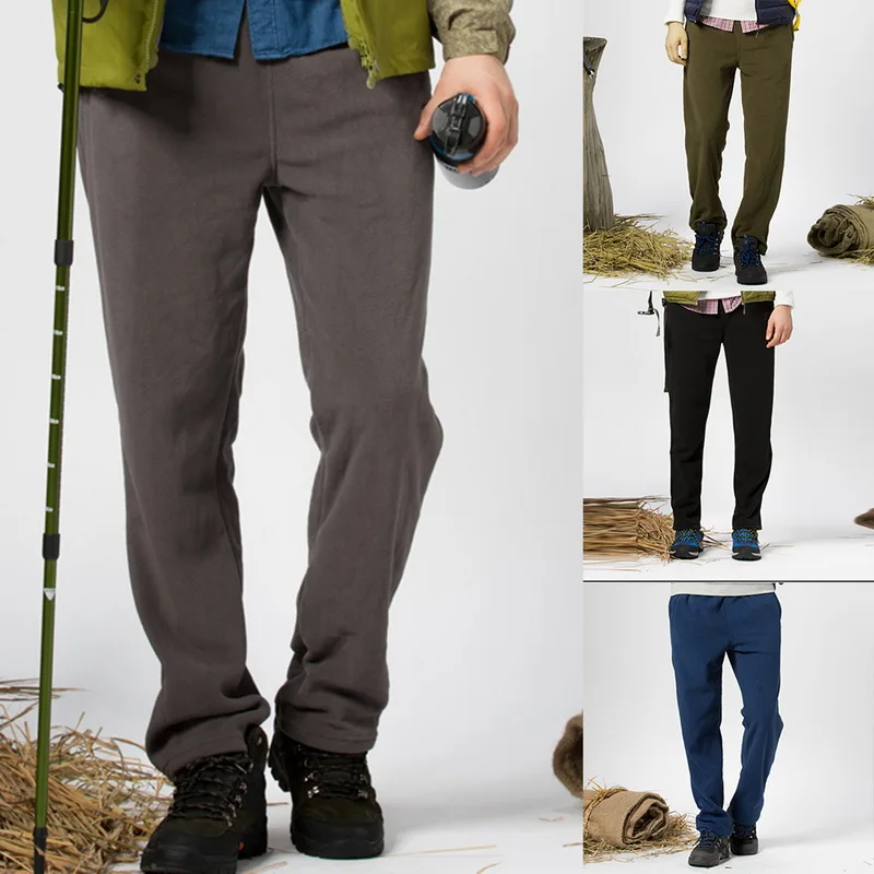 

HEFLASHOR Autumn Winter Style Pants Outdoor Men's Fleece Open Bottom Pocketed Warm Long Pants Trousers Solid Fashion Men's Pants