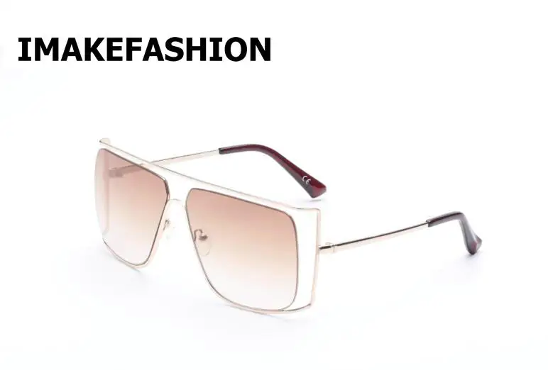 IMAKEFASHION солнцезащитные очки без оправы для женщин градиентные Винтажные Солнцезащитные очки наивысшего качества Lunette De Soleil Femme JWW145 - Цвет линз: brown lens