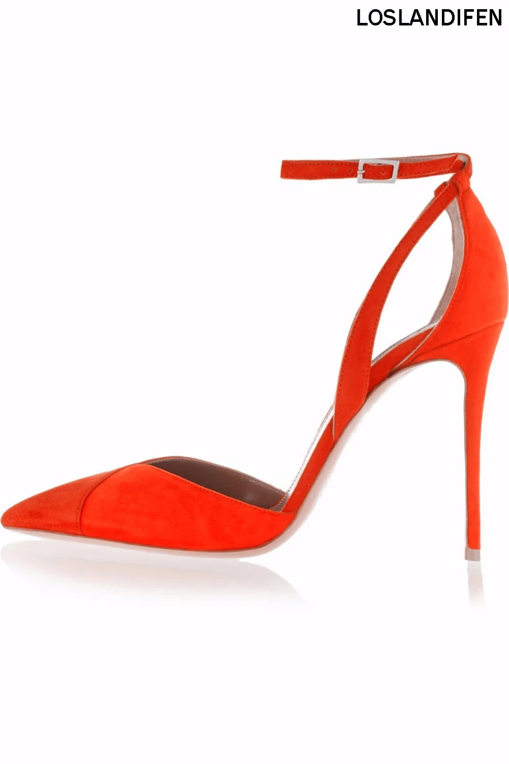 

2018 New Hot Sale Ladies Womens Handmade Fashion Patchwork 4inches Ankle Strap Pointy High Heel Party Pumps Shoes CKE045